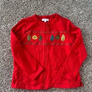 breckenridge Red Zip Jacket with Leaf Motif